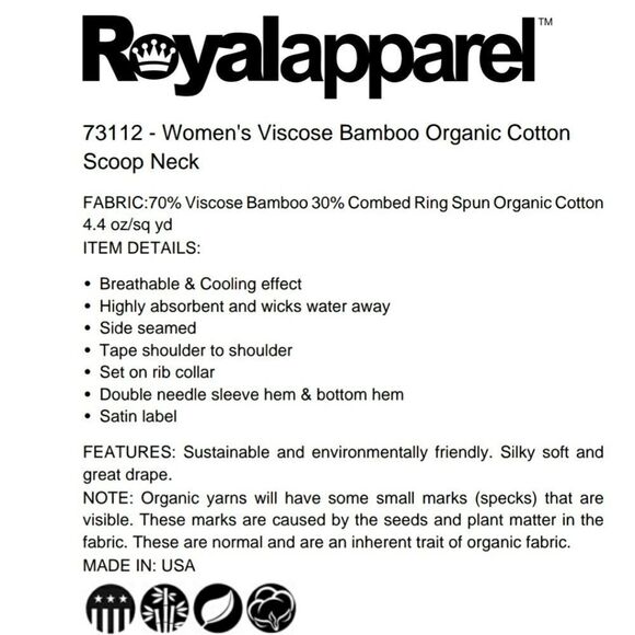 NEW Bamboo/ Organic Cotton Tee Nautilus Spiral White Scoop Neck T-Shirt L 5/$25 - Picture 9 of 9